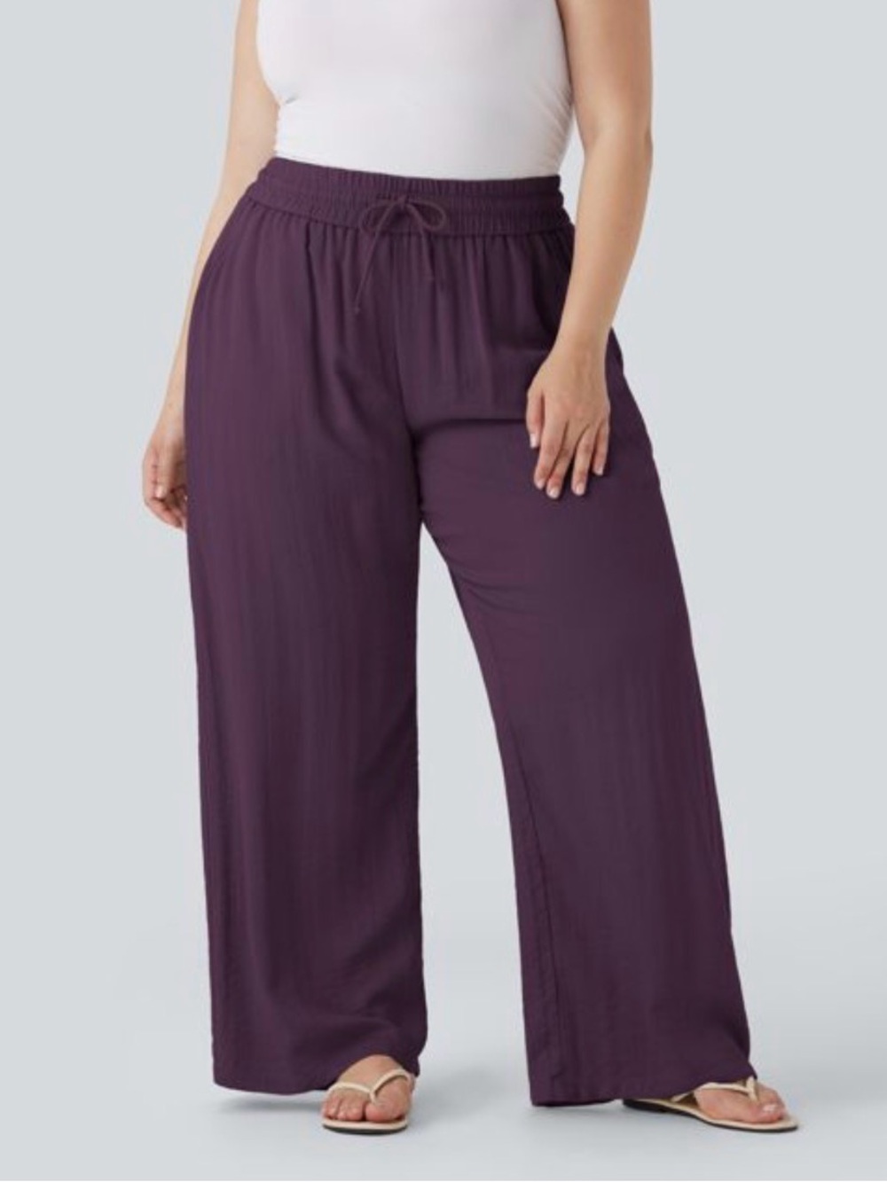 HALARA Wide-Leg Pull-On Pants in Plum